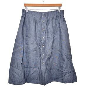 Amour Linen Button-Front Women's Skirt Size XL High Waist Artsy Lagenlook Gray